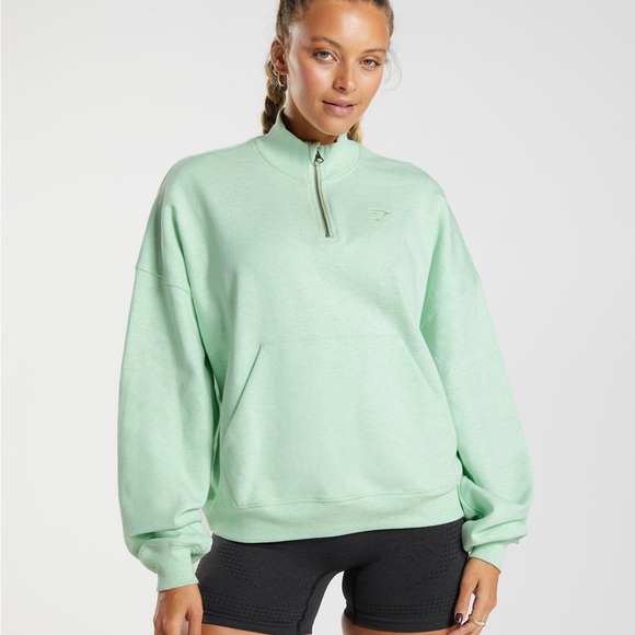 Gymshark Light Green Quarter-Zip Sweatshirt Medium - Picture 5 of 10